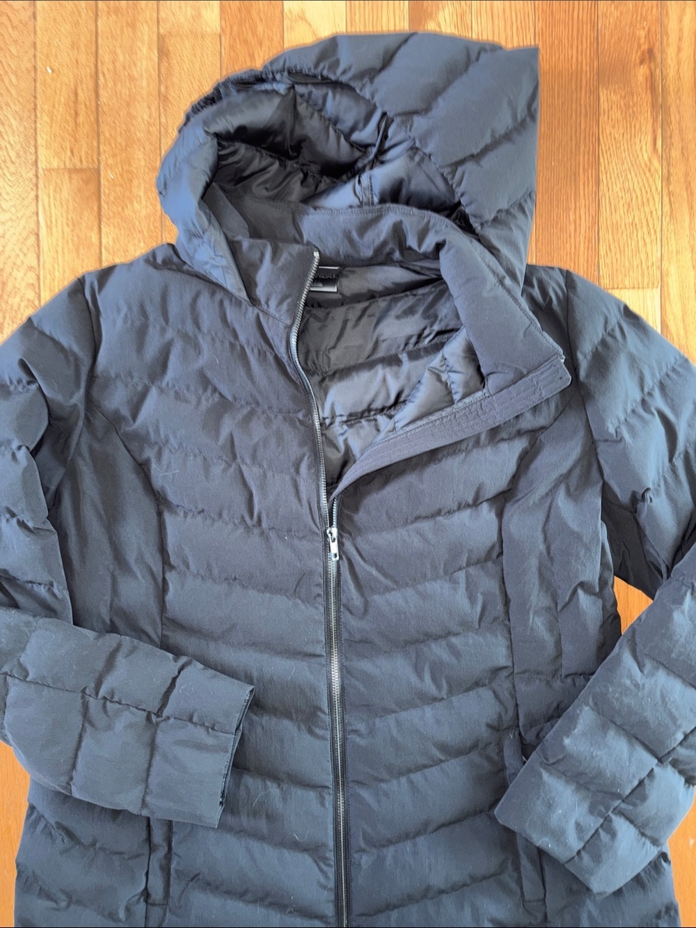32 Degrees Heat Black Puffer Coat Size Large Hooded Jacket - Picture 2 of 6
